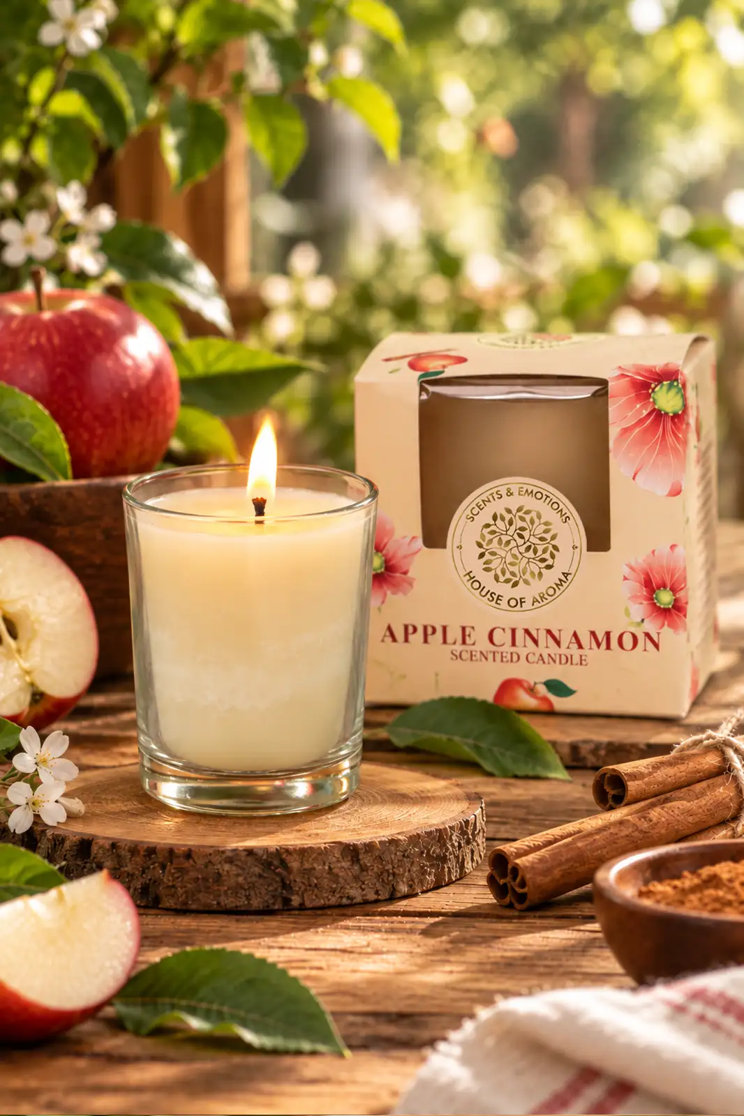 Aroma home candles combo pack, Apple Cinnamon scented glass candle, Green Tea Bell Jar Candle, home fragrance candle set, scented candle combo