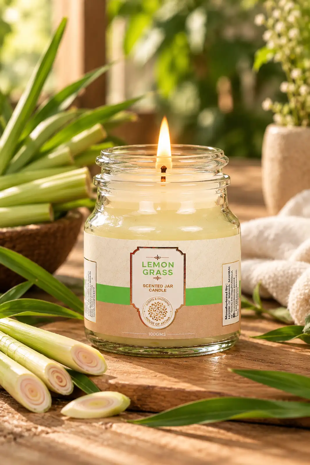 Lemongrass vanilla candles, decorative scented candles, bell jar candle set, scented candle combo, home fragrance candles