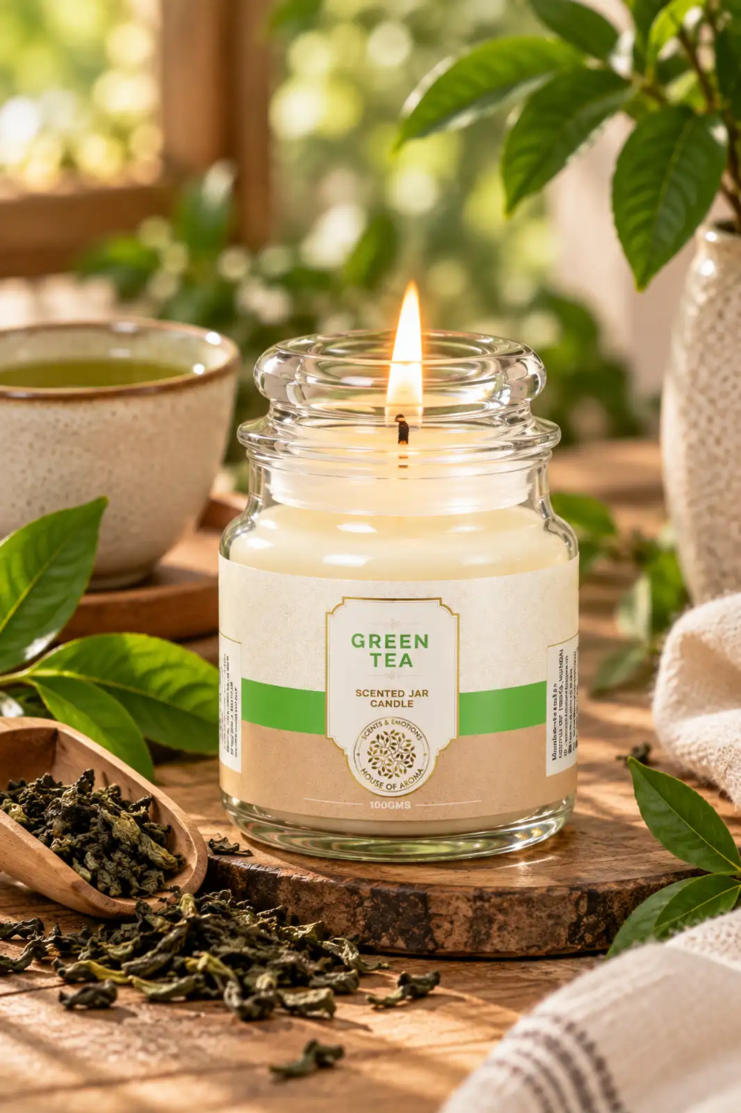 Green tea honey suckle candles, decorative scented candles, bell jar candle set, scented candle combo, home fragrance candles