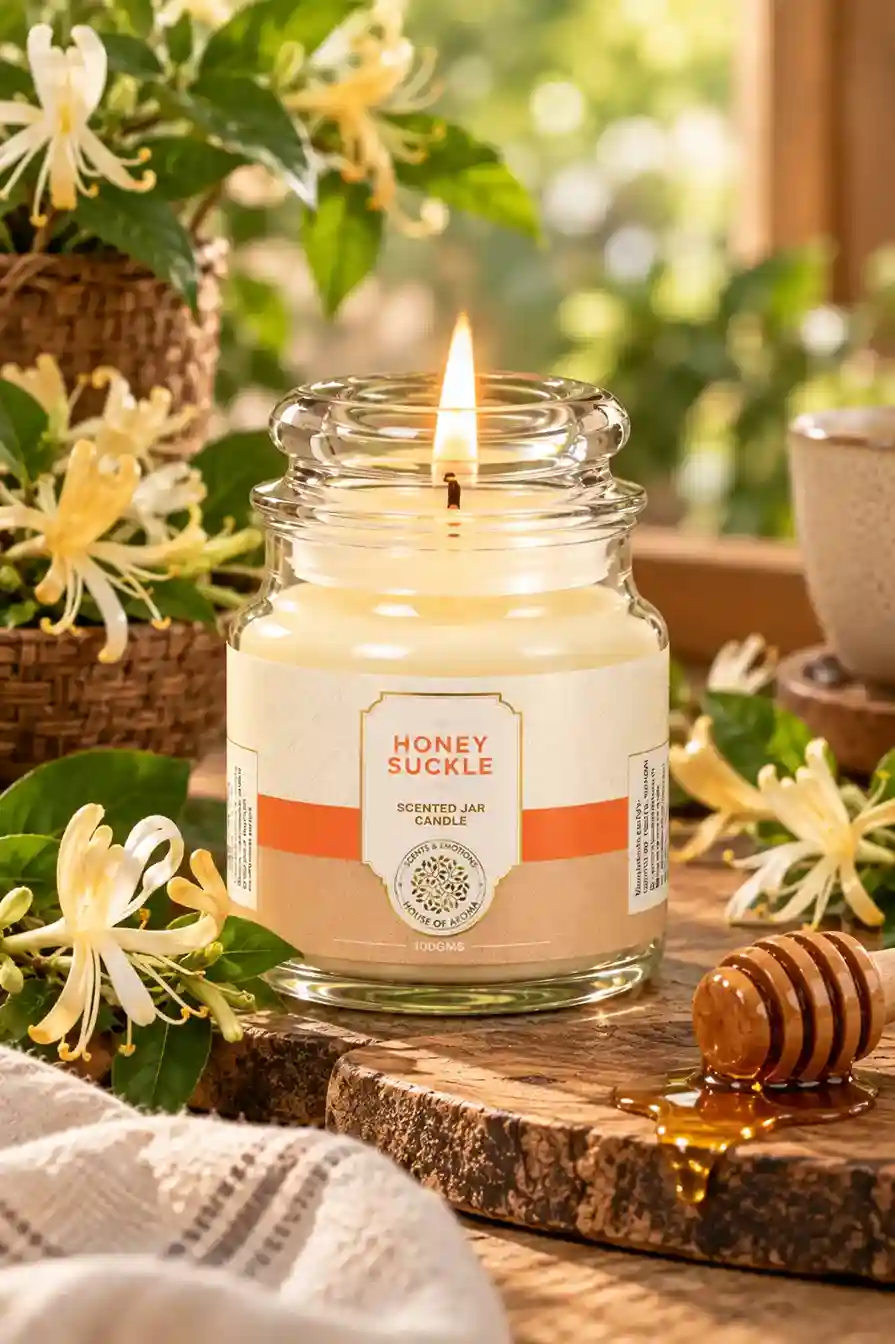 Green tea honey suckle candles, decorative scented candles, bell jar candle set, scented candle combo, home fragrance candles