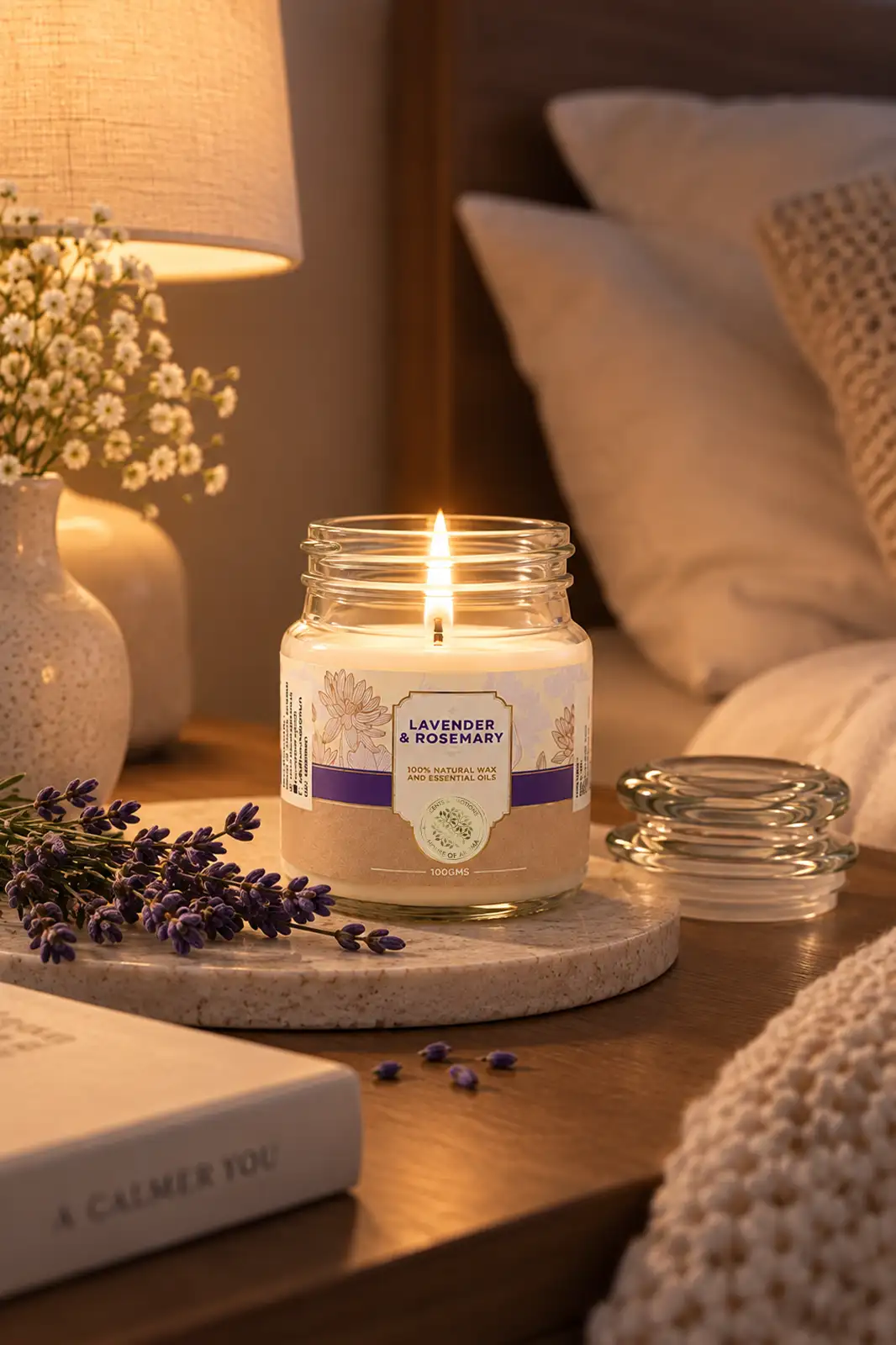 Floral scented candles combo pack, Geranium and Mandarin scented candle, Lavender and Rosemary scented candle, natural scented candle set, floral candle gift set
