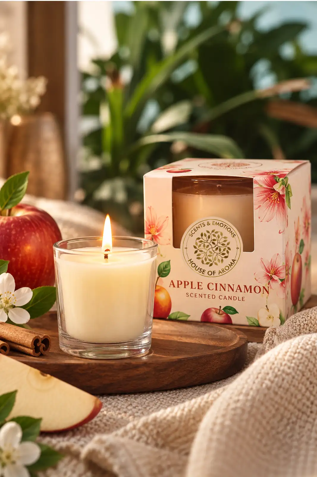 Fruit fragrance candles pack of 3, Apple Cinnamon scented glass candle, Vanilla Kiwi scented glass candle, Blueberry scented glass candle, fruit scented candle set