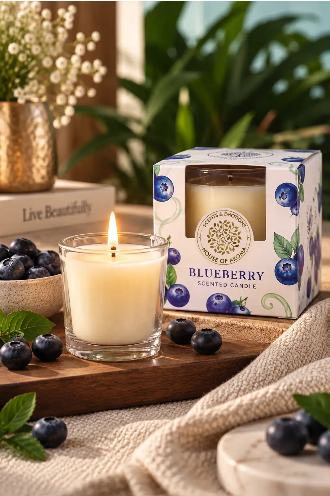 Fruit fragrance candles pack of 3, Apple Cinnamon scented glass candle, Vanilla Kiwi scented glass candle, Blueberry scented glass candle, fruit scented candle set