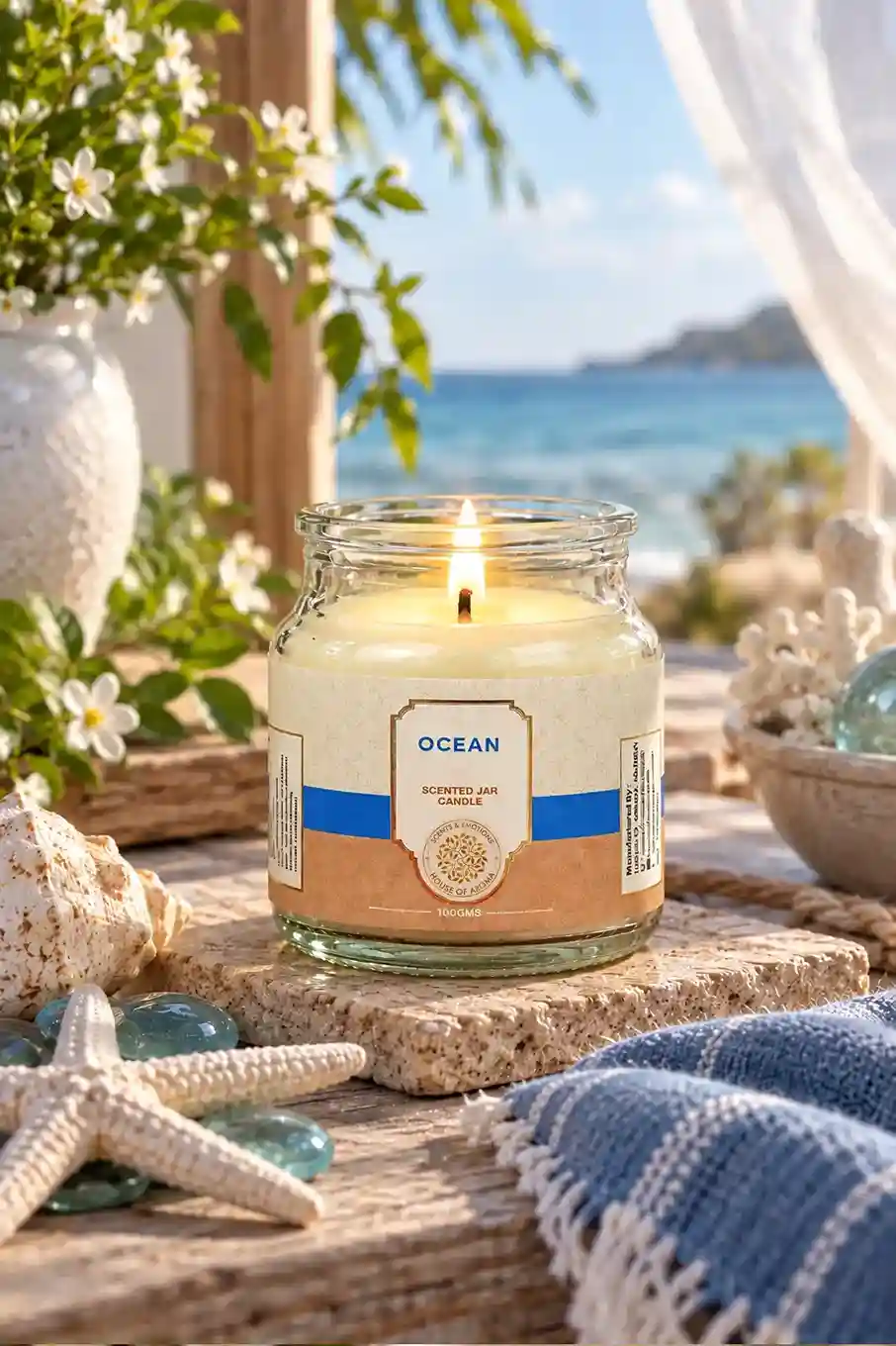 Home fragrance candles combo pack, Green Tea Bell Jar Candle, Ocean Bell Jar Candle, scented jar candle set, home fragrance candle set