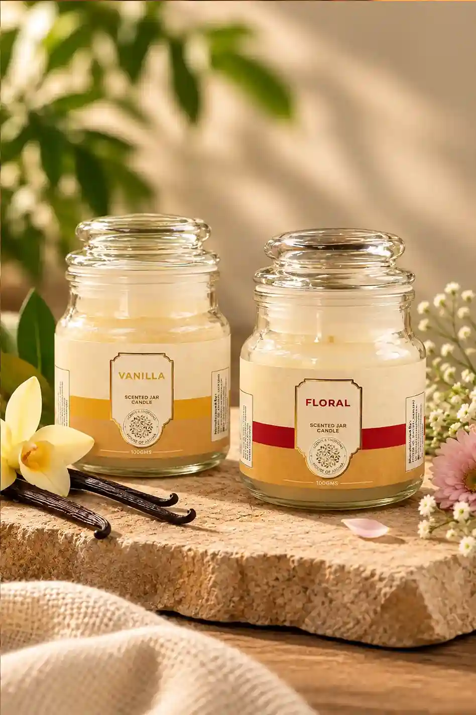 Romantic candles combo pack, Floral Bell Jar Candle, Vanilla Bell Jar Candle, romantic scented candles, scented candle gift set