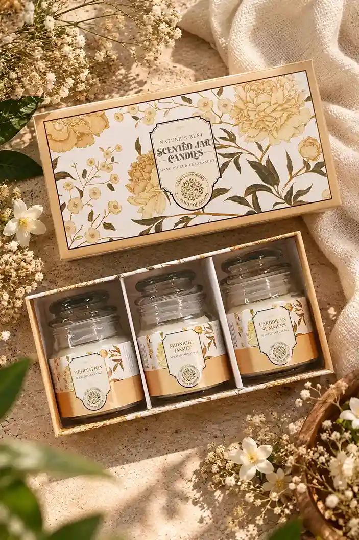 Scented candle gift set, candle gift box, scented jar candle set, floral candle gift pack, luxury candle set