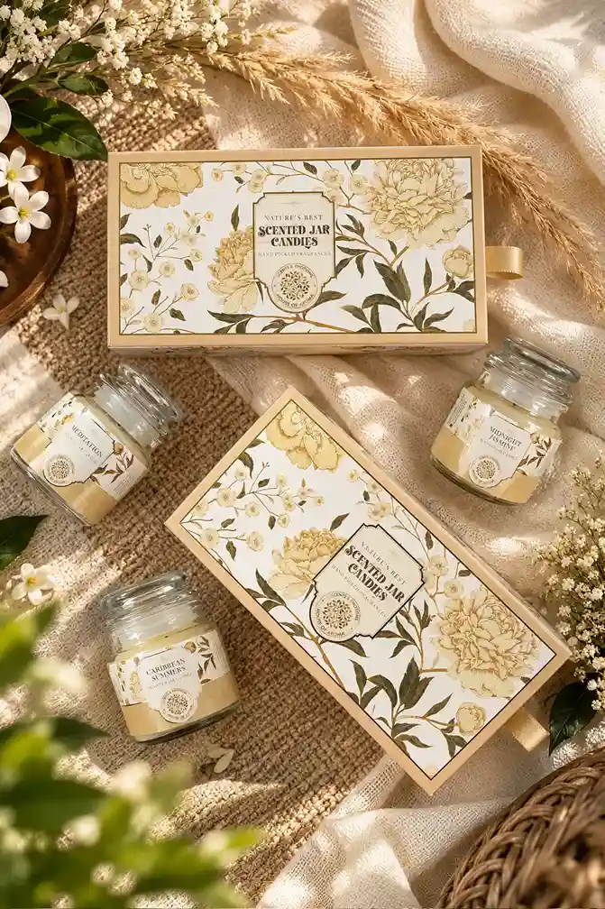 Scented candle gift set, candle gift box, scented jar candle set, floral candle gift pack, luxury candle set