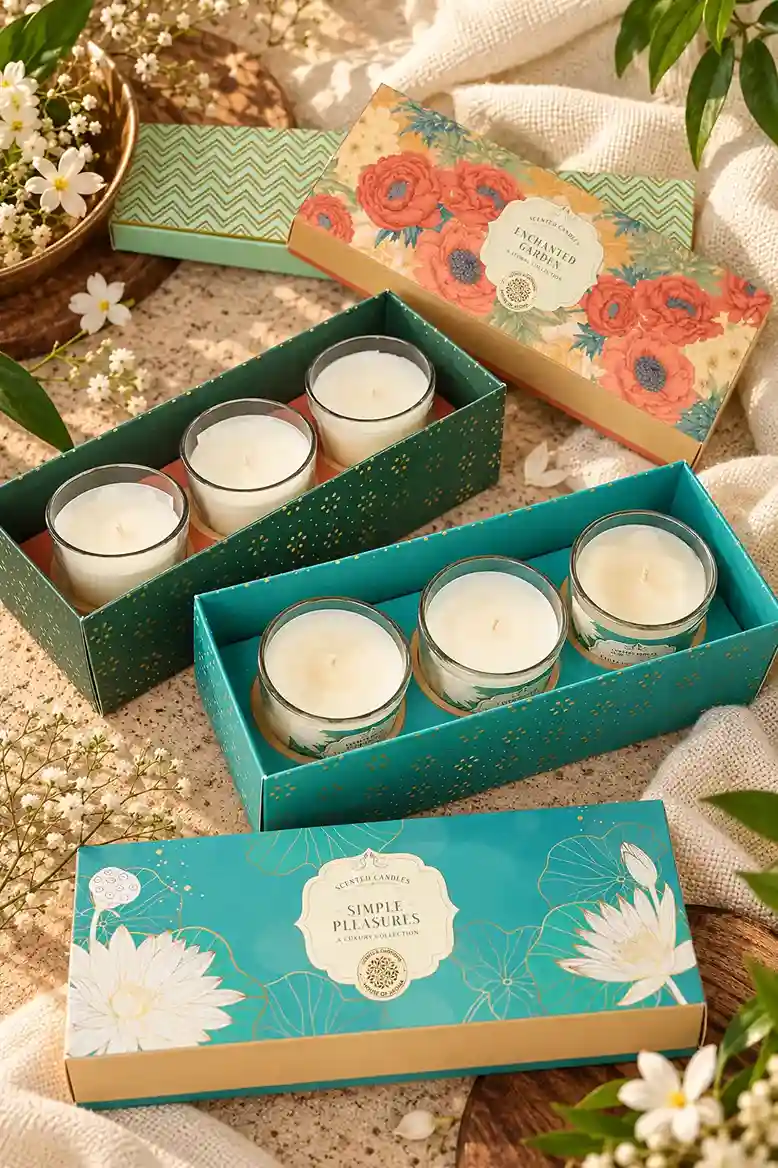 Serenity candles collection, Enchanted Garden candle set, Simple Pleasures candle set, scented candle gift sets, luxury candle collection