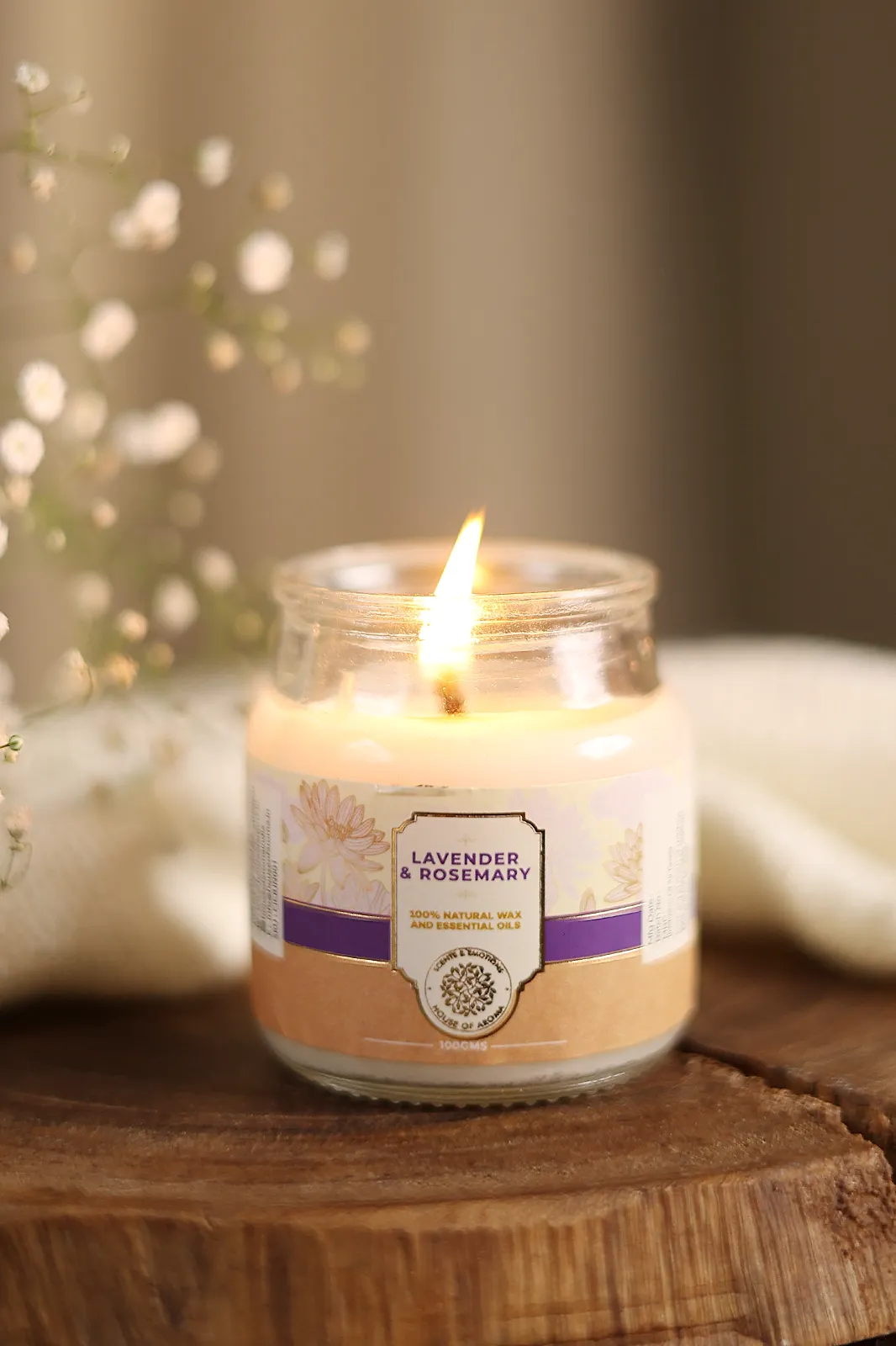 Lavender and Rosemary Natural Scented Candle | HOA