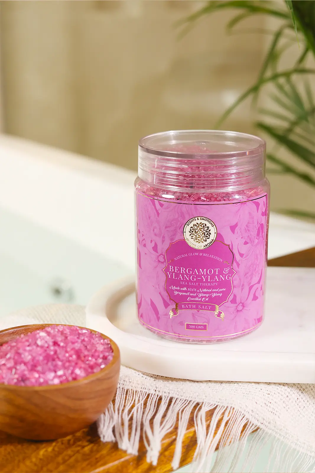 natural bergamot and ylang ylang bath salt, bergamot bath salt, ylang ylang bath salt, Epsom Salt Bath Salts, bath salt with essential oils, bath salt online, Organic ylang ylang products, Aromatherapy bath salts, Bergamot-infused bath salts, bathing essentials, Skin-nourishing bath salts, Ylang ylang relaxation benefits, bathing materials, Homemade bath salts recipe, Ylang ylang and citrus blend, house of aroma