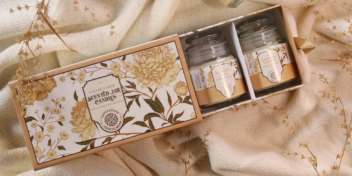 Wedding Gifts Home Decor, luxury wedding candles, scented candle gift set, nature-inspired wedding gifts, romantic home fragrance, Caribbean Summers candle, natural wax candles India, elegant home d&eacute;cor wedding gifts, Midnight Jasmin candle, wedding keepsake d&eacute;cor, meditation scented candle