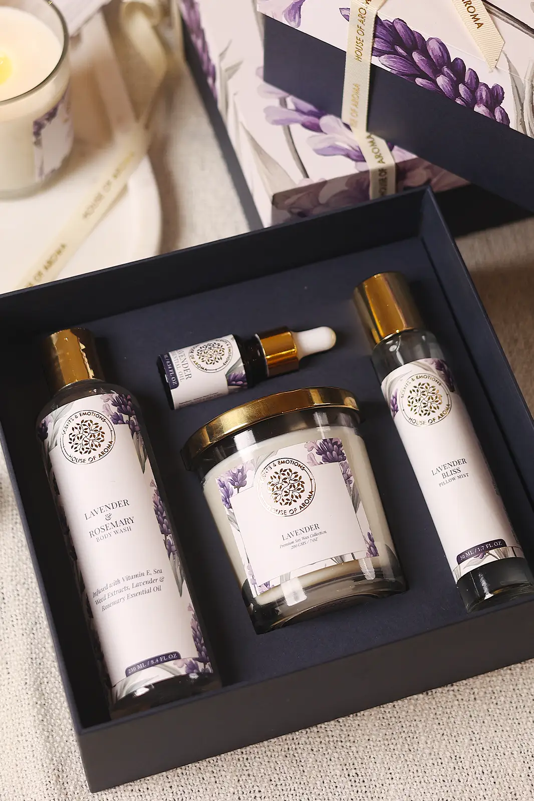 Deep Sleep Edit Gift Set For Festive Hamper Boxes For Relaxing Deep Sleep Edit Gift Set, festive hamper boxes, aroma gift set, gift set for relaxing, gift hamper for women, gift box, house of aroma, diwali gift sets, relaxing gifts, gift hamper, diwali gift, stress relief gifts