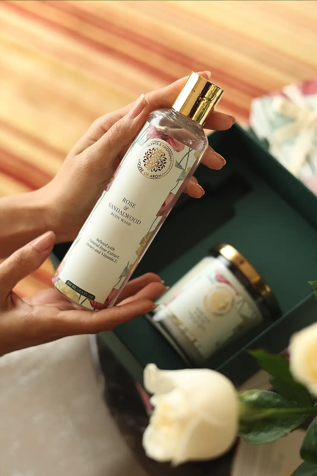 self care gift hampers , self care gift sets for women, self care hamper for her, self care gift box gifts, aroma gift hampers, aroma gifting, house of aroma, floral scent gift set