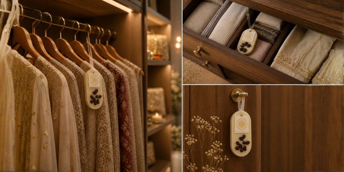 How To Keep Your Wardrobe Smelling Fresh, Fragrance For Wardrobe, Wardrobe Freshener Bars, Wax Tablets For Wardrobe, Closet Aroma Products, House Of Aroma